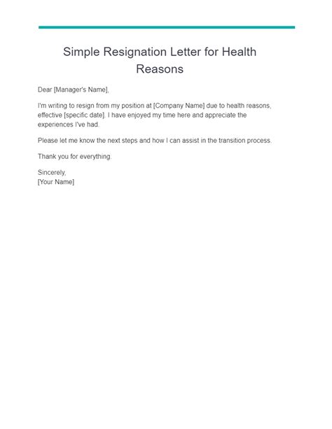 Resignation Letter Due To Health Reasons 17 Examples Pdf Tips