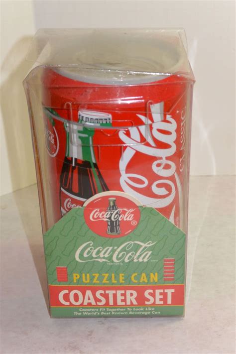 Vintage Coca Cola Puzzle Can Coaster Set