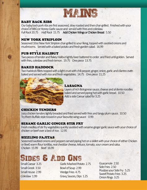 Menu Page 6 Hurricanes Pub And Grill Windsor Ontario