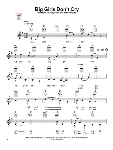 Big Girls Don't Cry by The Four Seasons - Ukulele - Guitar Instructor