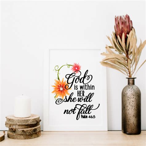 God Is Within Her She Will Not Fall Psalm Wall Art Print Printable