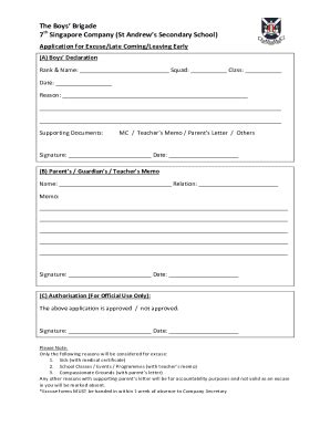 Fillable Online EARLY EXCUSE FORM Stuyvesant High School Fax Email