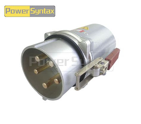 PowerSyntax 5P 250A High Current Panel Mounting Angled Industrial Plug