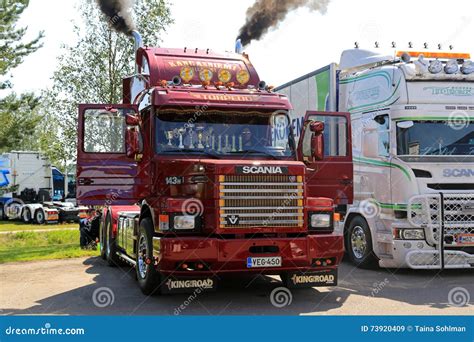 Classic Scania 143h Blows Steam Through Pipes Editorial Stock Image Image Of Chrome Front