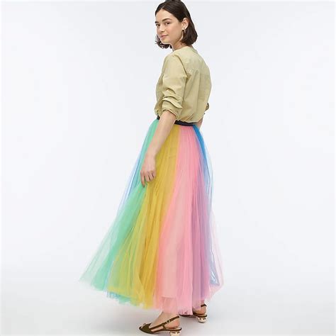 J Crew Rainbow Tulle Maxi Skirt For Women