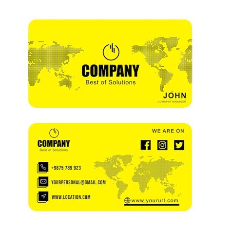 Premium Vector | Business card. business card with company logo. yellow ...