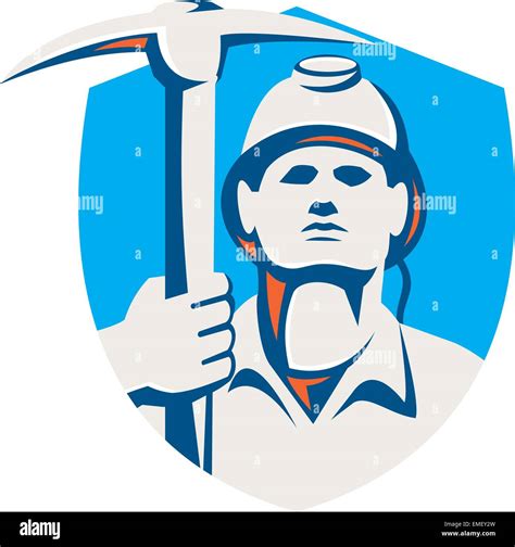 Coal Miner Pick Axe Shield Retro Stock Vector Image Art Alamy