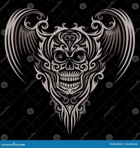 Ornate Winged Skull Stock Vector Image 40622687