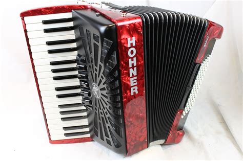 New Red Hohner Bravo Iii Piano Accordion Lmm 34 72 190786383913