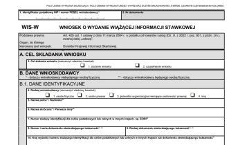 Nowy wzór wniosku o wydanie WIS już obowiązuje Portal FK