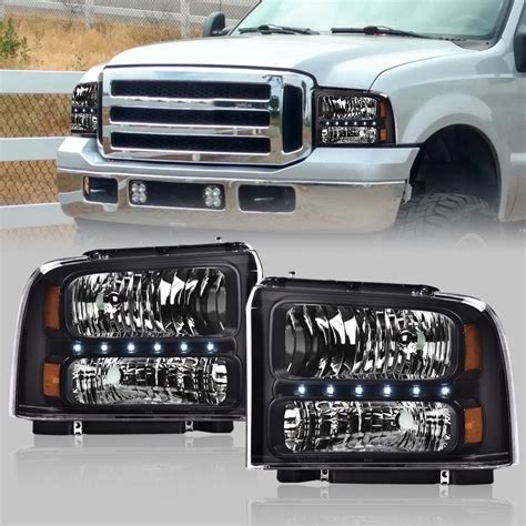 G Plus Smoked Led Drl Headlights Fit For 2005 2007 Ford F250 F350 F450 F550 Super Duty Bumper