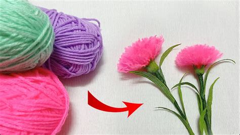 Easy Woolen Flower Making Idea How To Make Beautiful Flower With Yarn