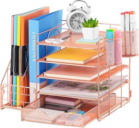 Marbrasse Desk Organizer With File Holder 5 Tier Paper Letter Tray