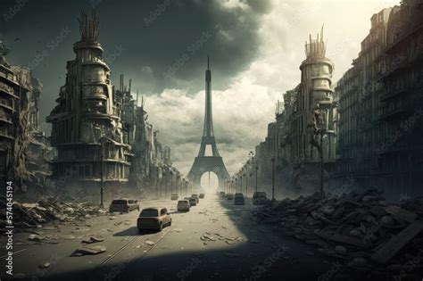 Apocalyptic View Of Destroyed Paris Post Apocalypse After World War