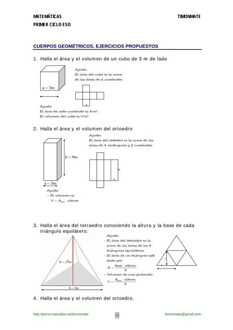 Pdf Cuerpos Geom Tricos Ejercicios Propuestos Reas Y Vol Menes De