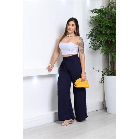 Calça Que Não Amassa Feminina - Calça Social Não Amassa Feminina Pantalona Tecido Duna Wide Leg ...