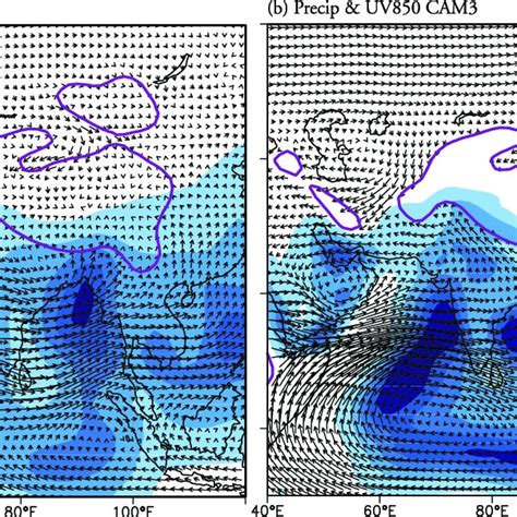 The Hpa Wind Vectors M S And Precipitation Rates Mm Day