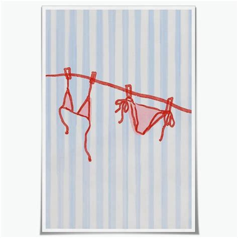 AXXPosters Cute Pink Bikini Canvas Prints Posters Inspirational Vintage Beach Room Wall Decor