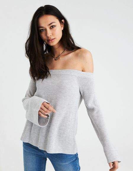 American Eagle Outfitters Ae Off The Shoulder Bell Sleeve Sweater