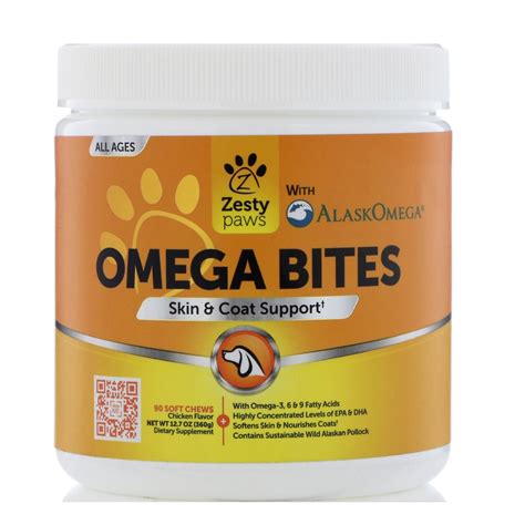 Zesty Paws Omega Bites Skin And Coat Support Chicken Flavor 90 Soft