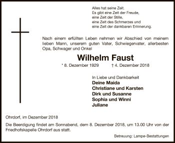 Traueranzeigen Von Wilhelm Faust Az Trauer De