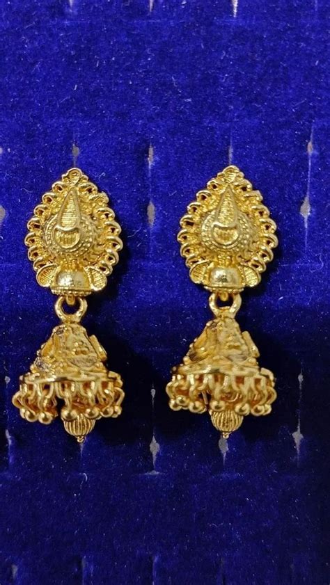 Golden Brass 057 Gold Plated Jhumka Size 3 Inch L At Rs 74 Pair In