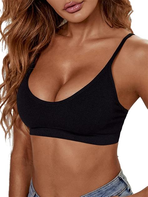 Verdusa Women S Scoop Neck Spaghetti Strap Seamless Bra Top Crop