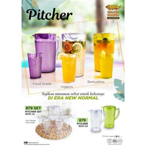 Promo Pitcher Set Teko Gelas Melamin Golden Dragon Kapasitas 1600 Ml