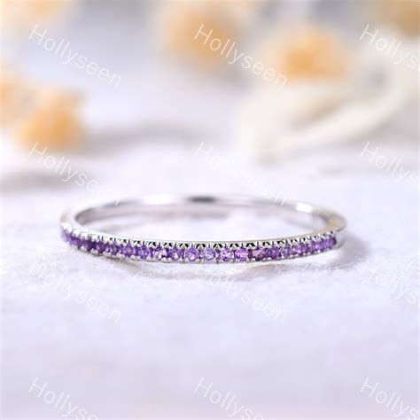 Amethyst Wedding Band Sterling Silver Amethyst Engagement Ring - Etsy