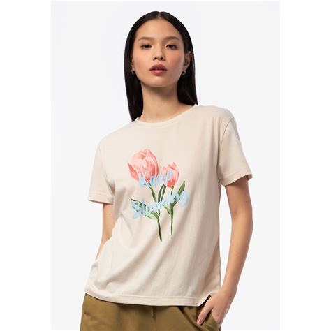 Jual COLORBOX Loose Graphic T Shirt Ecru Shopee Indonesia