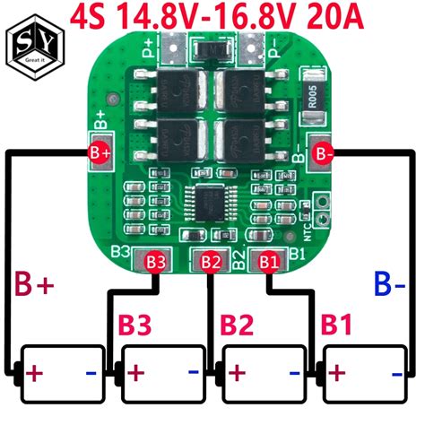 4S 14 8V 16 8V 20A Peak Li Ion BMS PCM Battery Protection Board Bms