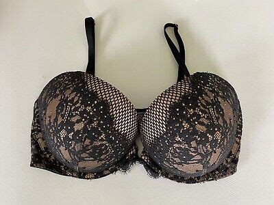 Victorias Secret Black Lace Rhinestone Embellished Very Sexy Push Up