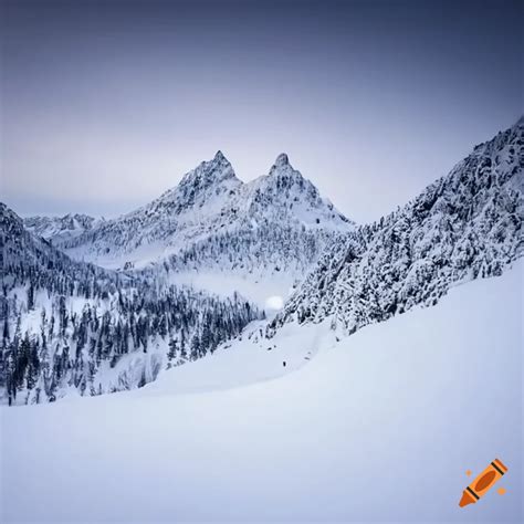 Snow Covered Mountain During A Blizzard On Craiyon