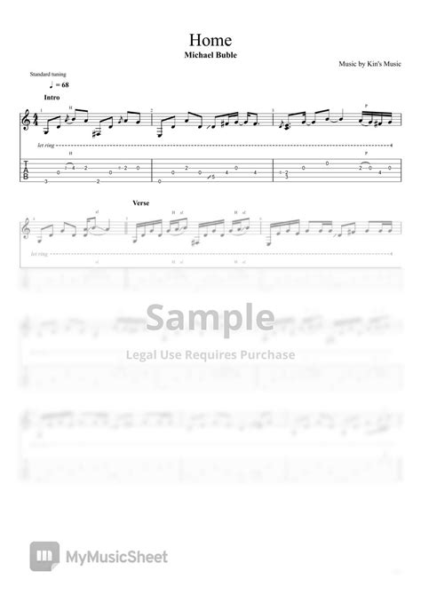 Michael Buble - Home[Easy Guitar Fingerstyle For Beginner] Sheets by ...
