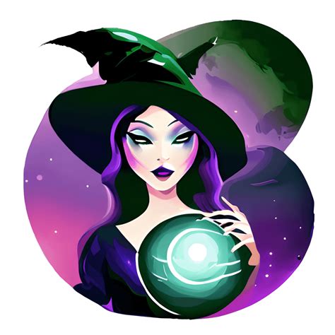 Witch And Crystal Ball Graphic Creative Fabrica