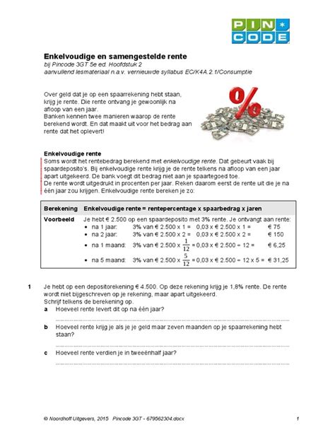 Lesbrief Enkelvoudige En Samengestelde Rente Pdf