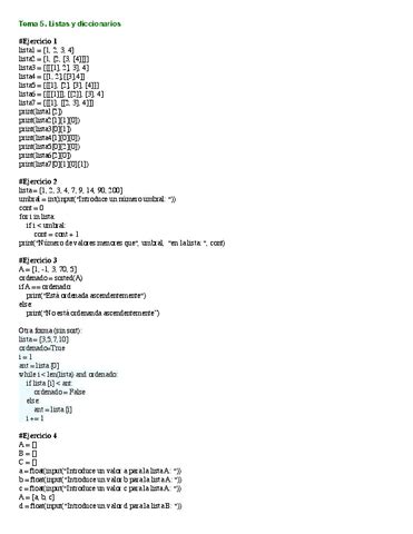 Tema 5 Listas Ejercicios Pdf