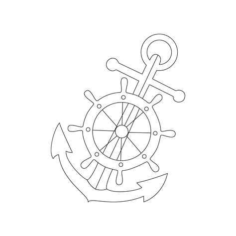 Ship anchor single-line art beautifully simplifies the anchor's complex
