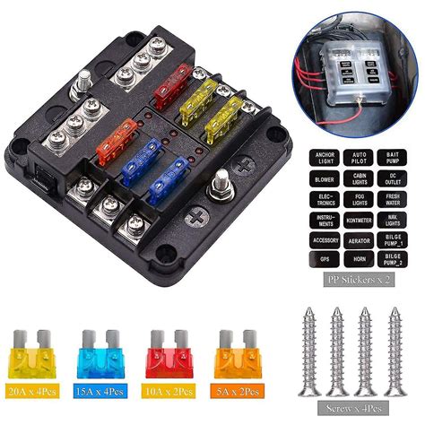 Bloc fusible étanche à 6 voies avec indicateur LED 12 circuits avec