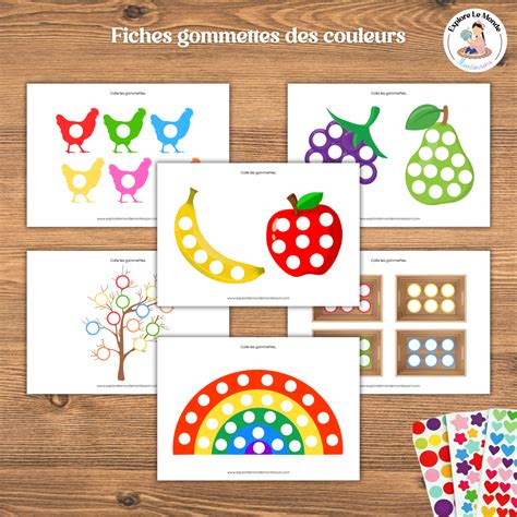 Fiches Gommettes Des Couleurs Explore Le Monde Montessori