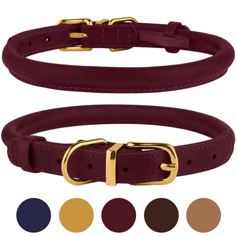 Handmade Leather Rolled Rope Dog Collars For Small Medium Large Dogs