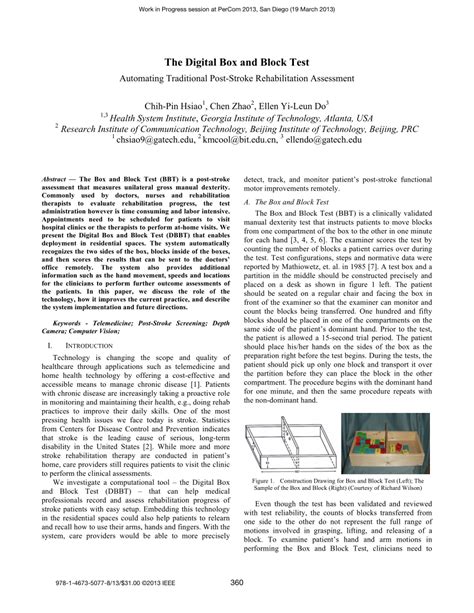 Pdf The Digital Box And Block Test Automating Traditional Post Stroke