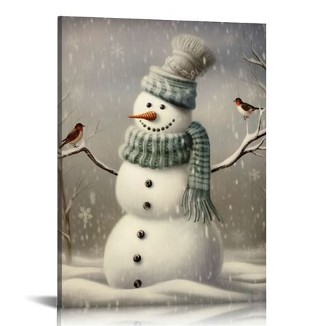 D Genhsy Snowman Christmas Time Canvas Wall Art Posters Gifts Bedroom