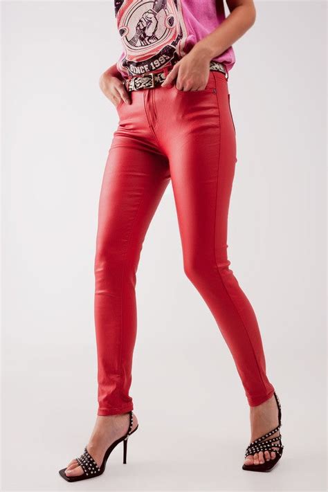 Red Matte Leather Pants Ddmine