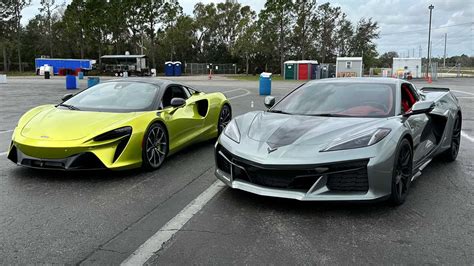 Watch Corvette Z Challenge Mclaren Artura On Prepped Drag Strip