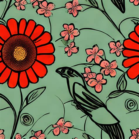 Vintage Floral Bird Graphic · Creative Fabrica