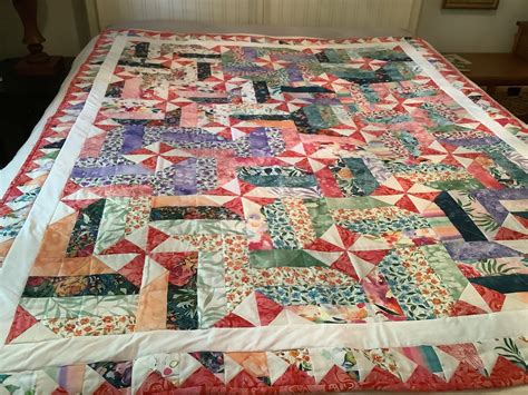 Chickadee Pinwheels On Point Quilt Twin Size Lots Of Pink And Flowers Etsy