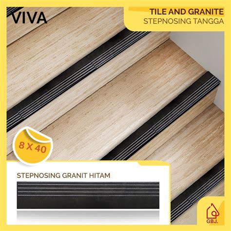 Jual Stepnosing Tangga Granit X Hitam Garis Anti Slip Tangga