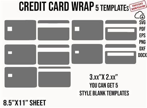 Credit Card 5 Style Blank Template Credit Card Skin Template - Etsy