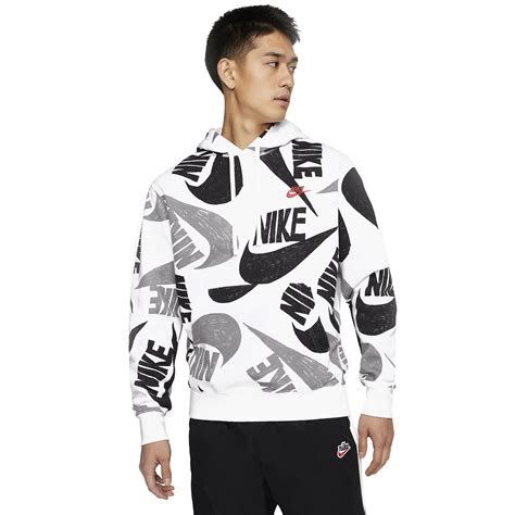 Nike Sportswear Club Pullover All Over Print Hoodie Kapüşonlu Erkek Sweatshirt Cj6312 010